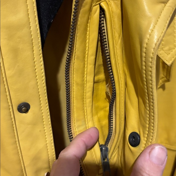 William Barry butter yellow genuine leather jacket zip up and button front - Picture 6 of 8